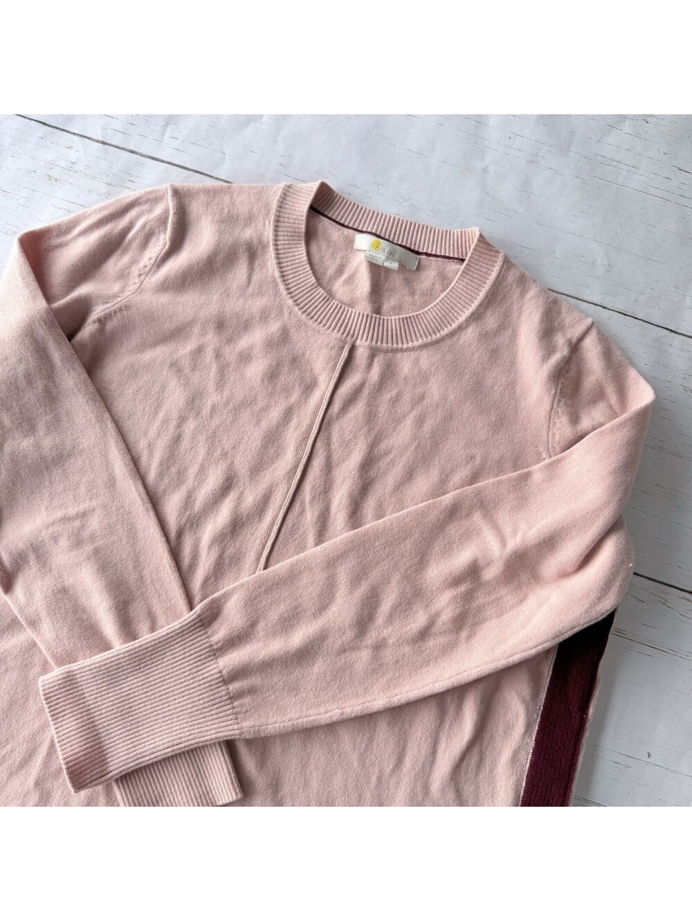 Boden Logan Side Stripe Pullover Side Slit Sweater Womens Size Medium Pink